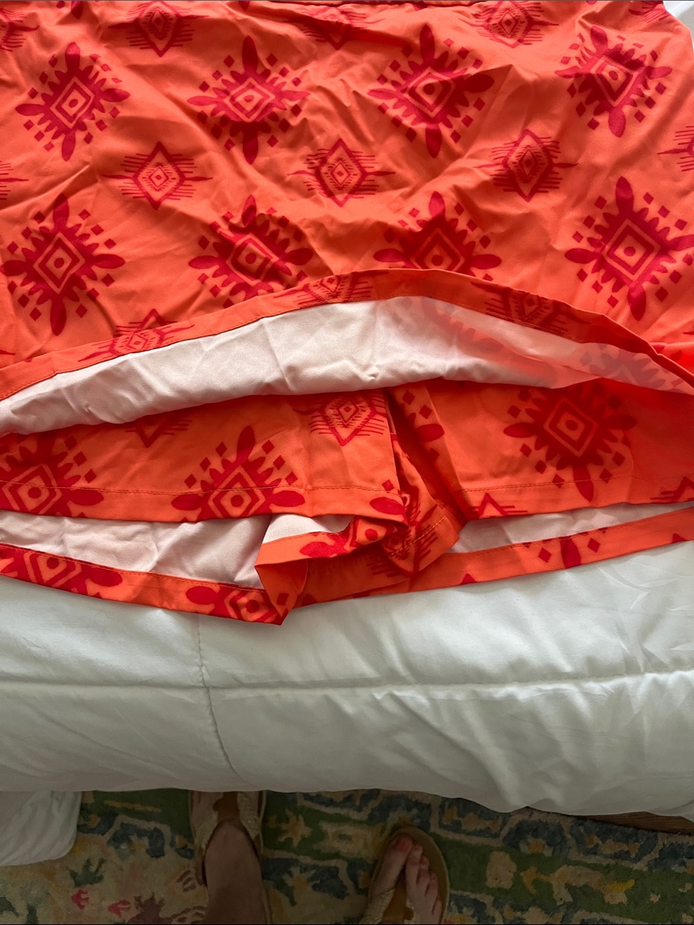 ❤️ 6 for 20 ❤️Shein Orange & Red Printed Two-Piece Crop Top and Skirt Set - Picture 4 of 5